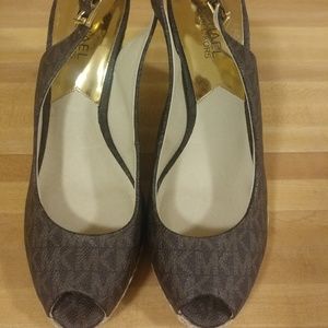 Michael Kors Peep Toe Wedge Sandals